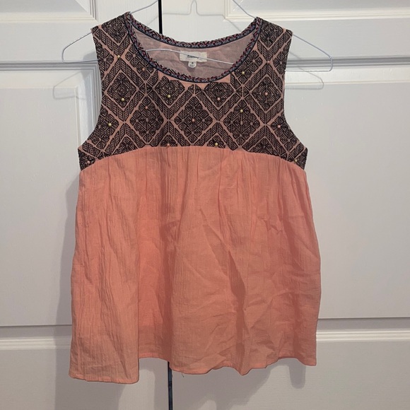 pink and black embroidered tank top - Picture 1 of 3